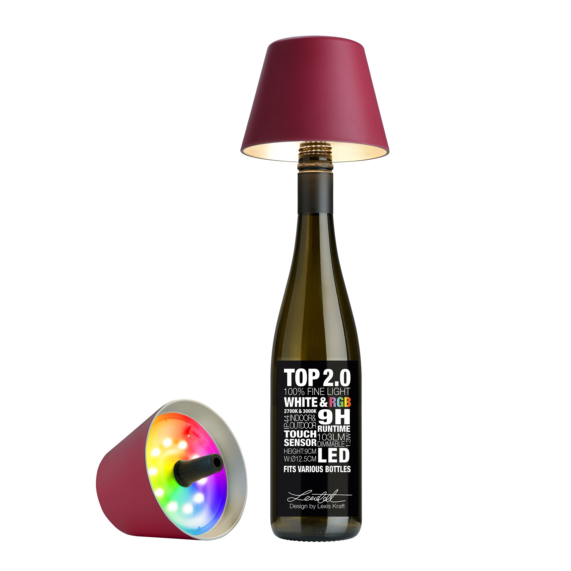 Sompex Tischlampe Top 2.0 weinrot