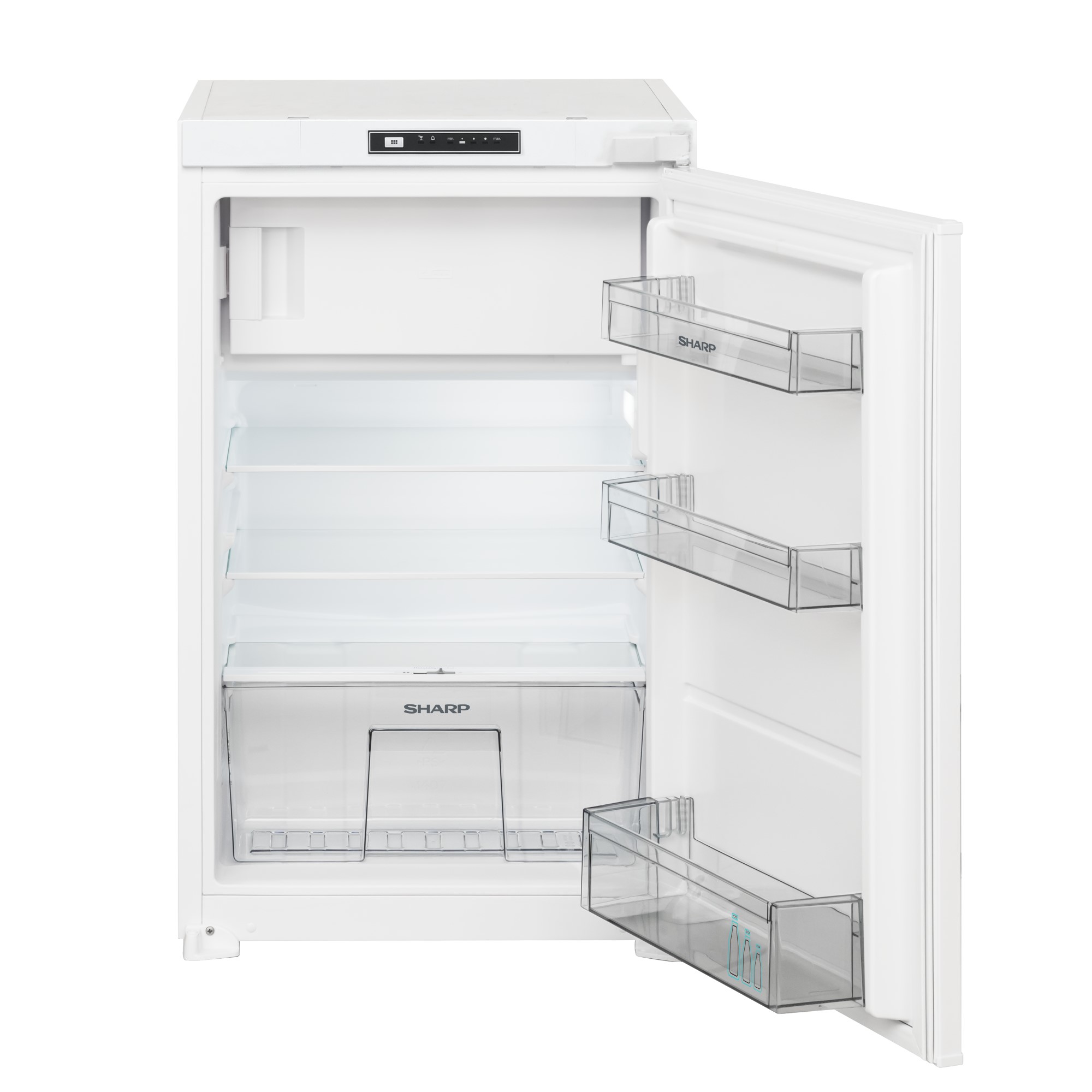 Sharp Einbaukühlschrank mit Gefrierfach SJ-LD110E0XS-CH, 88er-Nische, Schlepptür