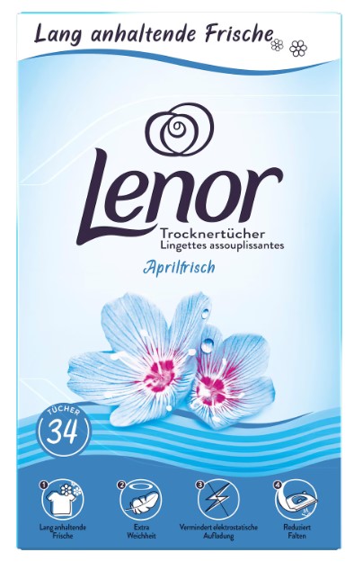 Lenor Waschmitteltücher Waschmitteltücher 34 Stück Dryer Sheets April Fresh